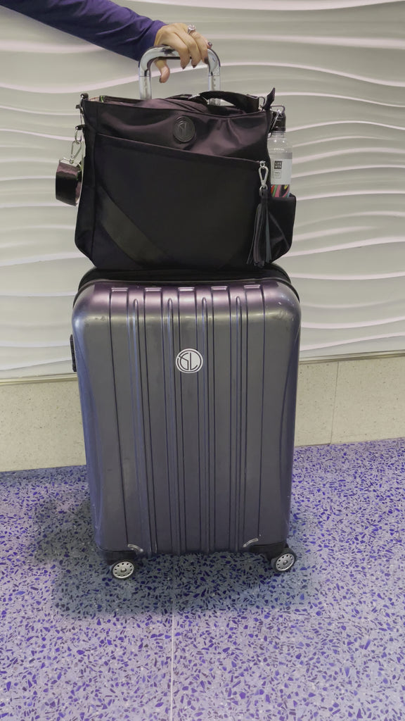 video traveler on suitcase