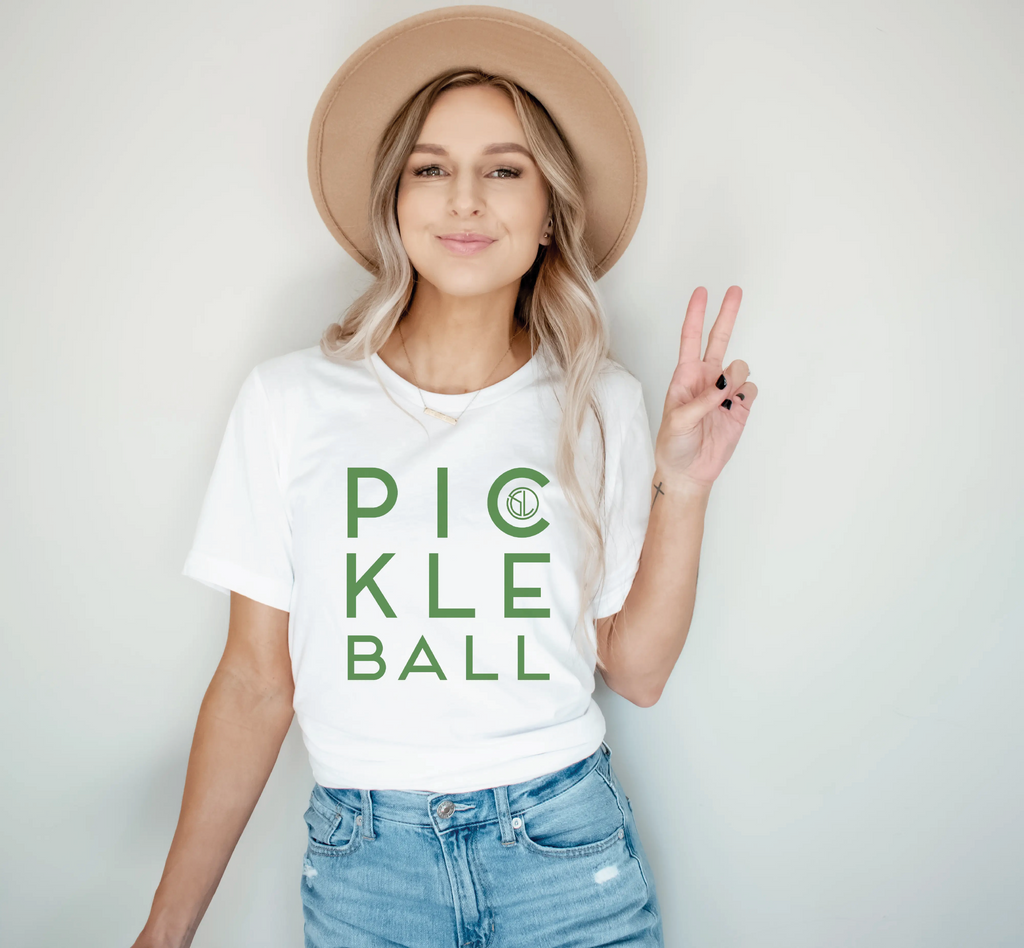 PICKLEBALL T-Shirt - White + Green