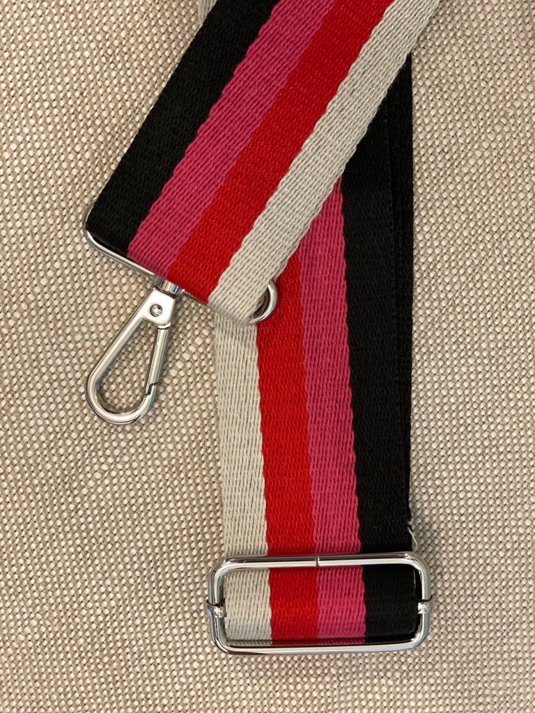 Pickleball Bag Parker Strap - cream, red, fuchia and black stripe. Customize your look on the court